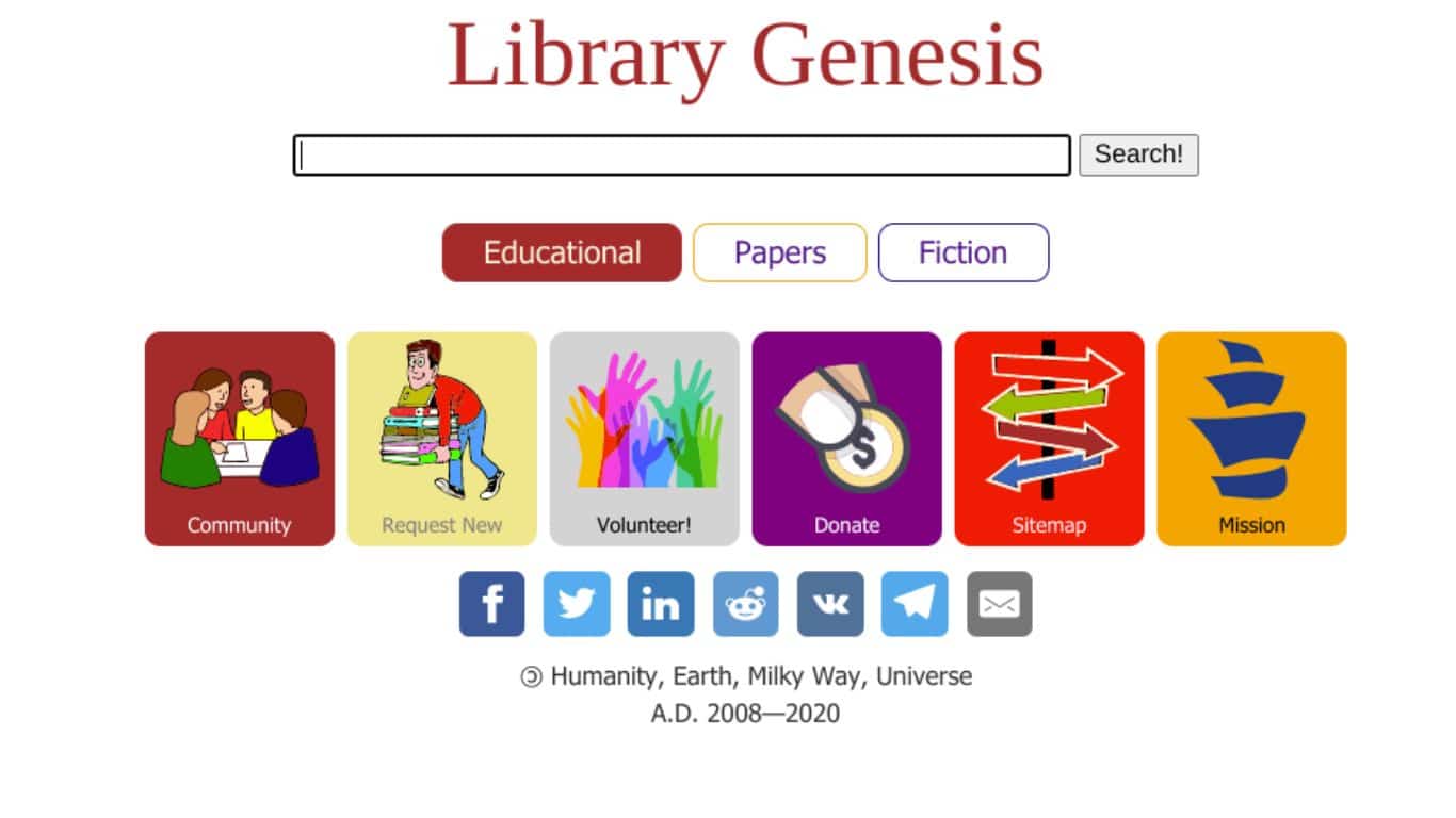 Sites de téléchargement de livres gratuits que vous auriez aimé connaître plus tôt - Library Genesis