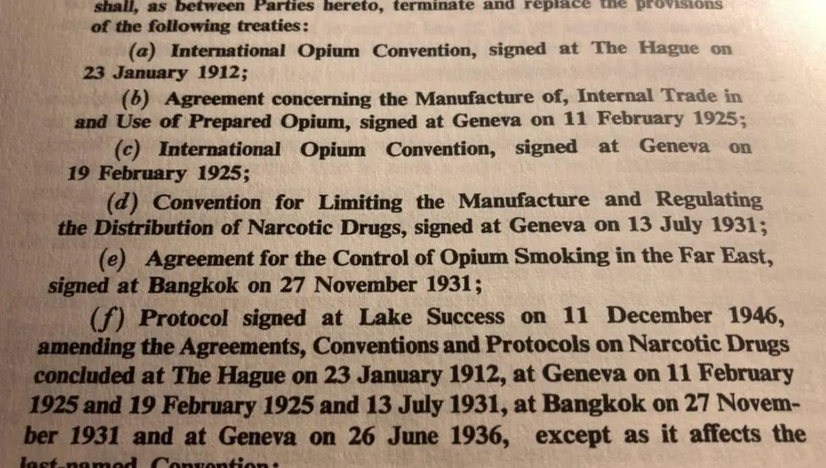 Signature de la Convention sur les stupéfiants de 1961